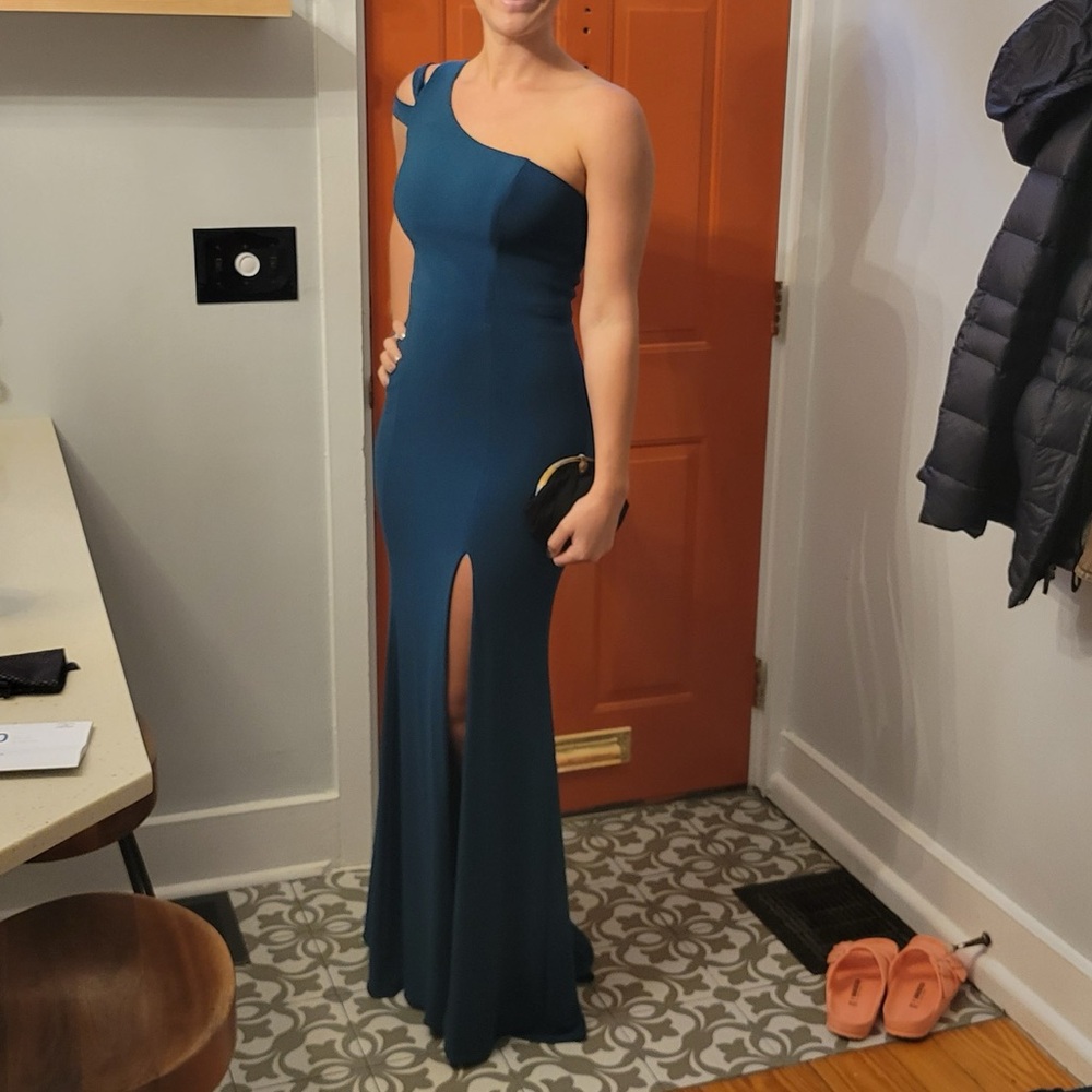 Xscape Vibrant Teal Floor Length Gown